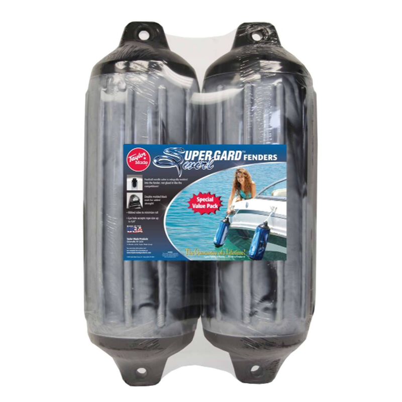 Taylor Made Boat Fender 2-Pack W/O Dock Line | 8 1/2" x 26" (Black)