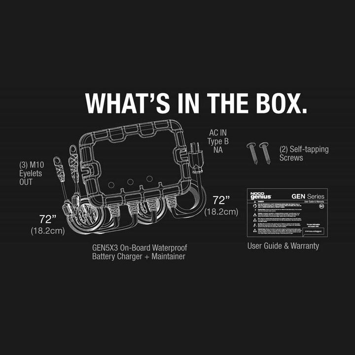 Noco Genius GEN5X3 Onboard Marine Battery Charger, 15 Amp, 12V, 3-Bank